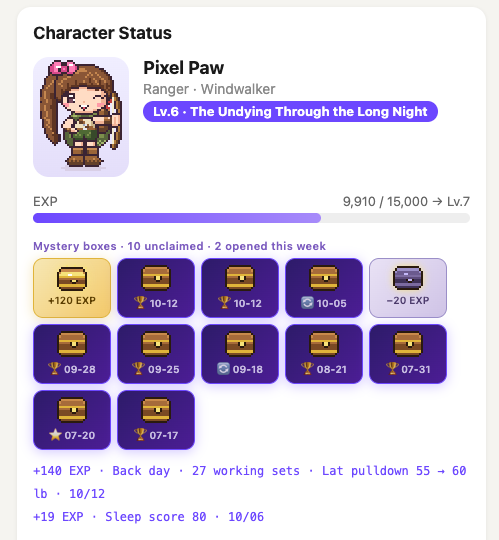 Fitness RPG: Train to XP to Level Up